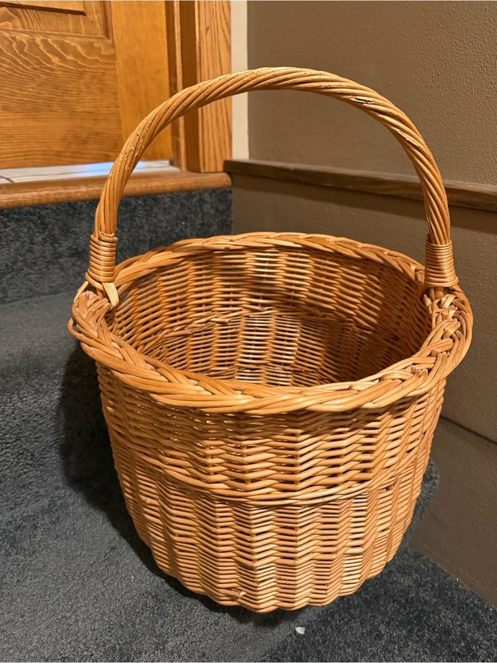 Mid-20th Century Round European Market Basket